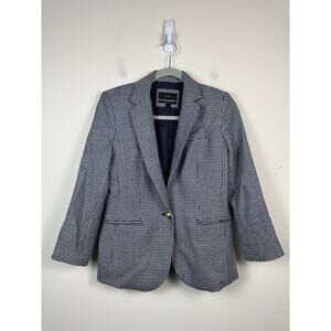 J. Crew Campbell Wool blend blazer blue and white houndstooth pattern Size 4 EUC